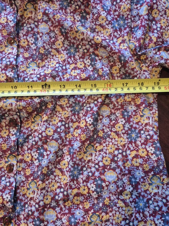 Vintage Floral Button-Up Blouse Size 8 | Cottagecore Burgundy Multi-Color Shirt - Picture 7 of 10